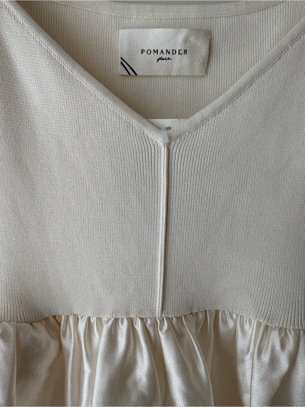 Pomander Place Ivory Knit & Satin Midi Dress Sample Size XS π€ - Picture 7 of 9